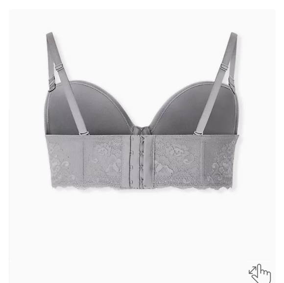 TORRID STRAPLESS LIGHTLY LINED SMOOTH STRAIGHT BACK BRA 42 D silver filigree - Picture 2 of 7